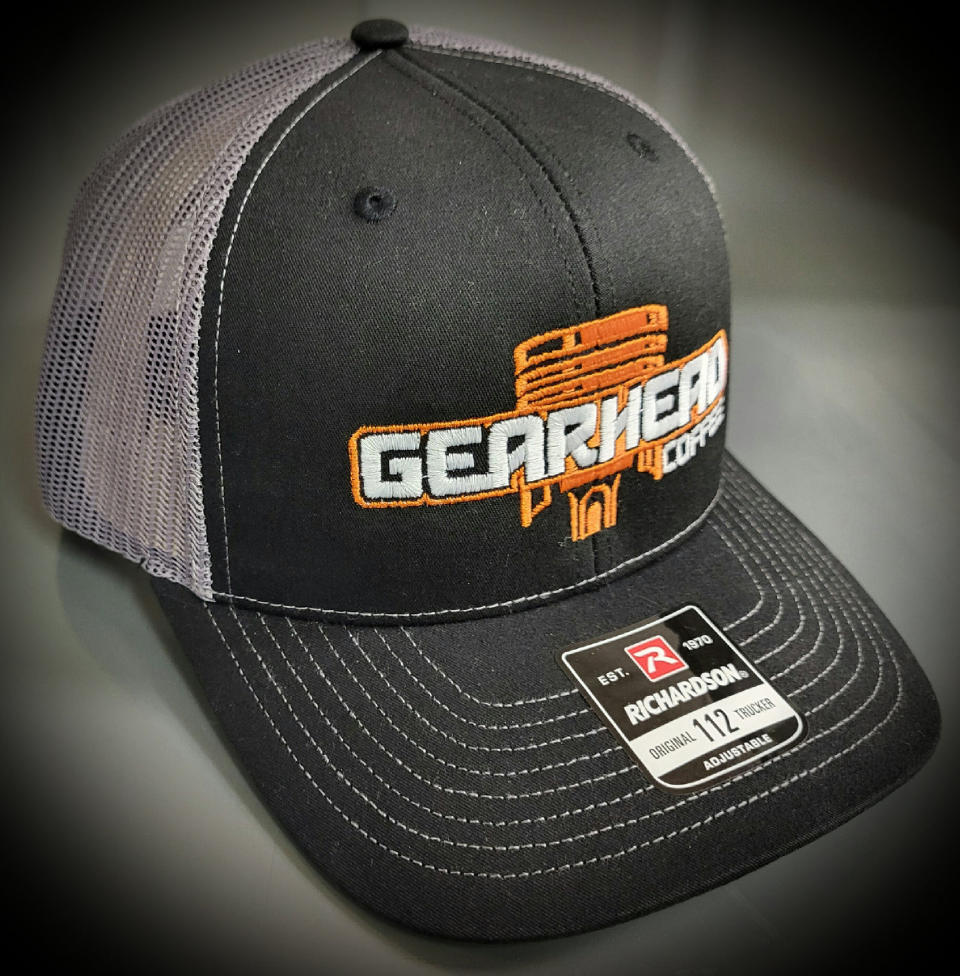 Gearhead Coffee Logo Black and Charcoal Hat